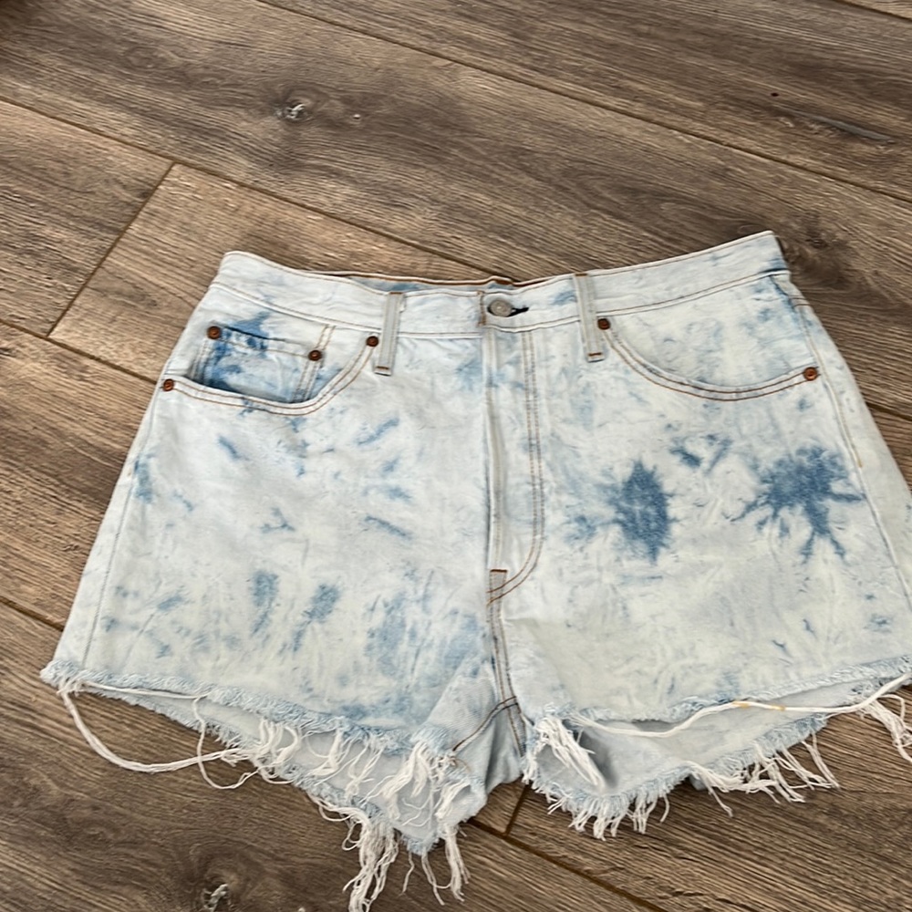 Levi’s 501 Denim Cutoffs • high waist • 3 “ inseam - acid / tie dye wash size 34